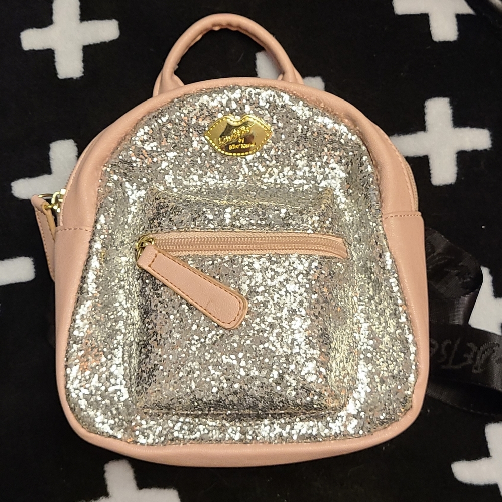 Light Pink Betsey Johnson Glitter Mini Backpack